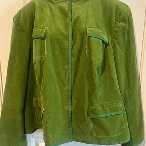 Style & Co. Green Velvet Blazer with Pocket Trim